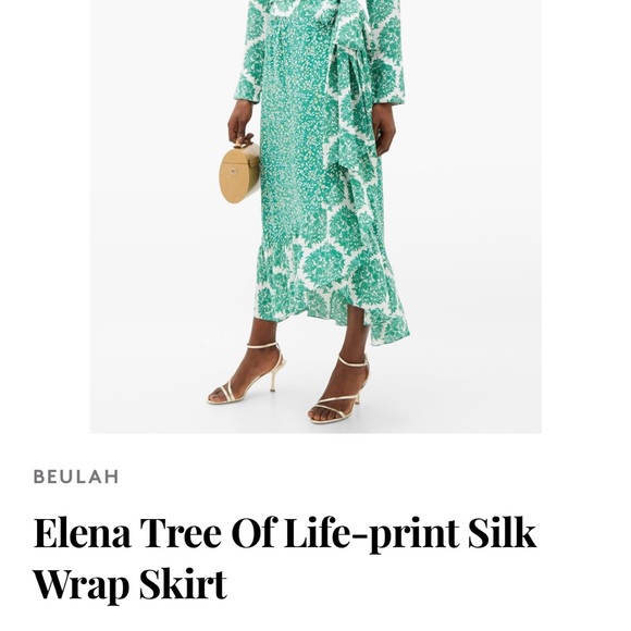 Beulah Dresses & Skirts - Beulah Elena Tree of Life Green Silk Wrap Skirt